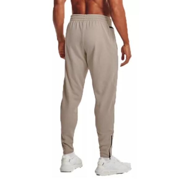 Under Armour UA Mens Fleece Loose Coldgear Sand Tan Beige Joggers Pants Sz Small - Picture 3 of 14